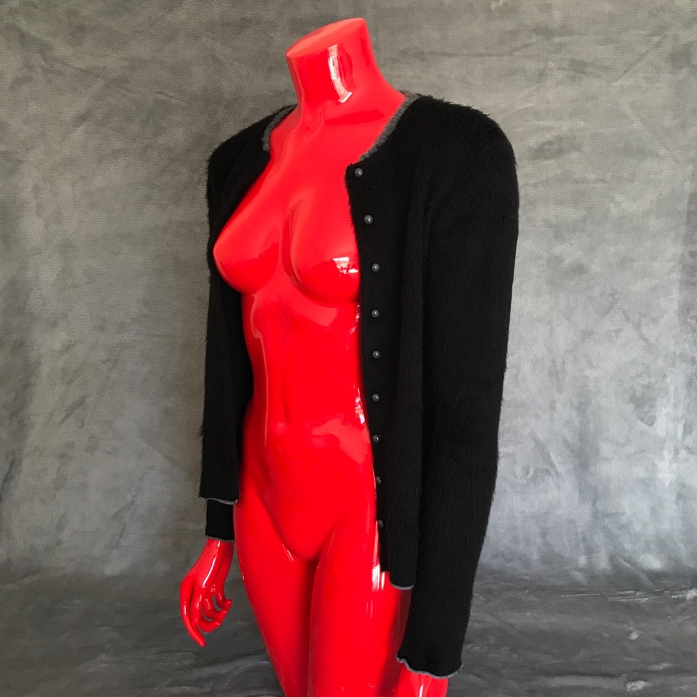 Dick & Jayne Fluffy Black Cardigan S